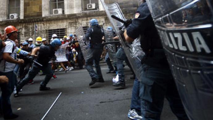 Boiling point: Sardinian workers clash with police in Rome