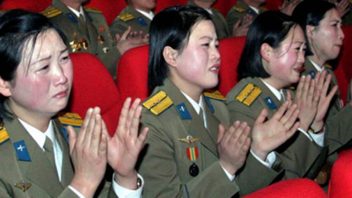 north korean people crying