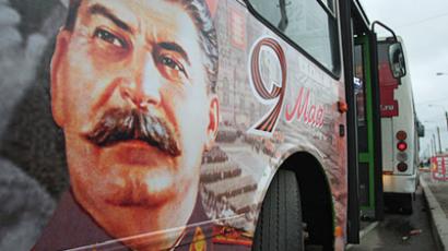 Stalin portraits appear on St. Petersburg transport 