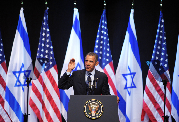 US President Barack Obama delivers a speech to the Israeli people at the Jerusalem International Convention Center in Jerusalem, on March 21, 2013 on the second day of his 3-day trip to Israel and the Palestinian territories (AFP Photo / Mandel Ngan)