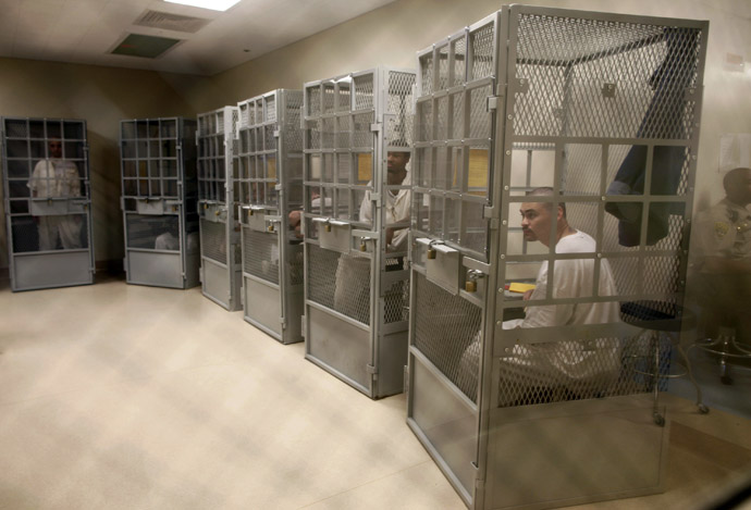 Administrative segregation prisoners take part in a group therapy session at San Quentin state prison in San Quentin, California, June 8, 2012. (Reuters/Lucy Nicholson)