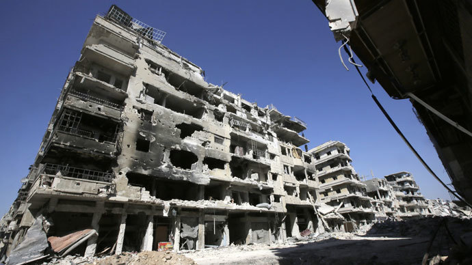 A devastated street in the Khalidiyah district of Syria's central city of Homs. (AFP Photo / Joseph Eid)