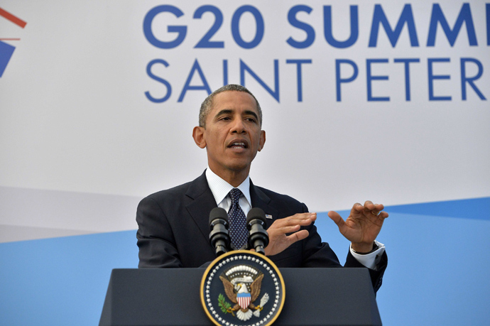 US President Barack Obama answers questions during a press conference in Saint Petersburg on September 6, 2013 on the sideline of the G20 summit (AFP Photo / Jewel Samad)