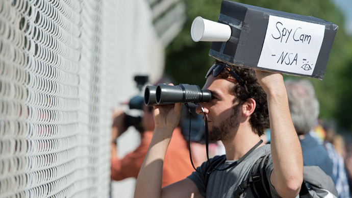 A man takes part in a protest outside a US National Security Agency (NSA) (AFP Photo / Boris Roessler)