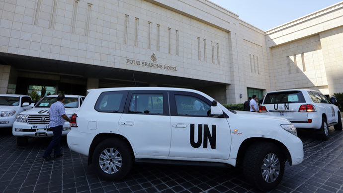 The UN chemical weapons investigation team arrives in Damascus.( AFP Photo / Louai Beshara)