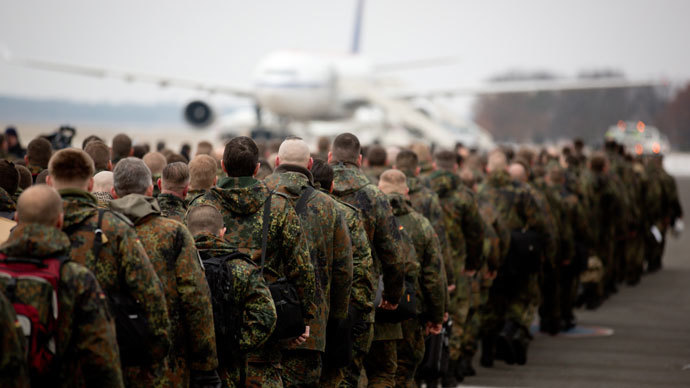 240 soldiers of the German Bundeswehr leave for the mission "patriot" missile defence in Turkey on January 20, 2013 in Berlin as part of a NATO mission.( AFP Photo / Kay Nirtfeld Germany Out)