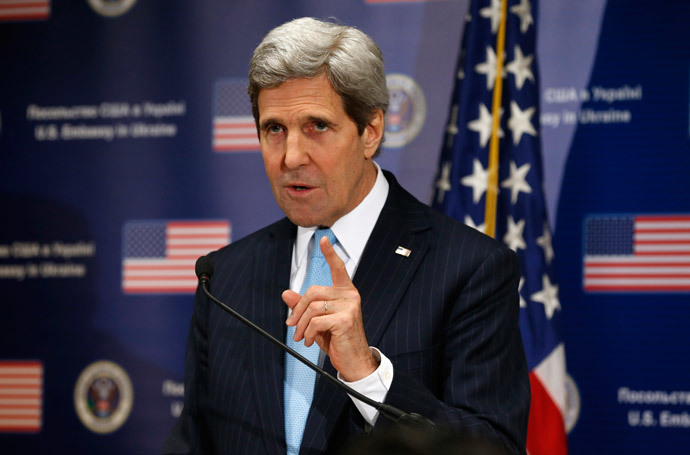 U.S. Secretary of State John Kerry speaks during a news conference at the U.S. Embassy in Kiev March 4, 2014.(Reuters / Kevin Lamarque)
