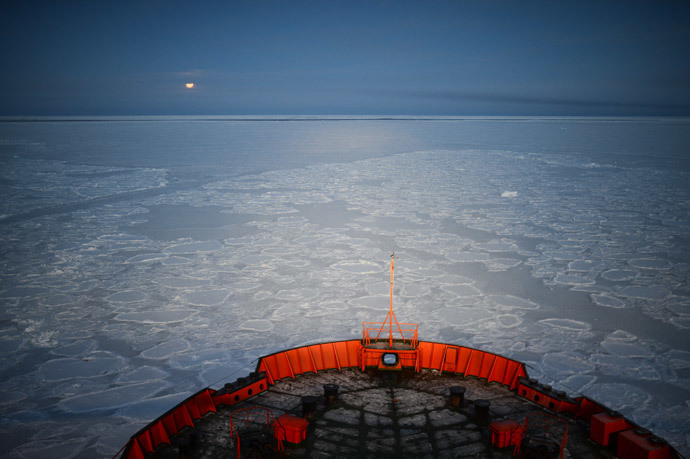 A helipad on the NS 50 Let Pobedy Arktika-class nuclear-powered icebreaker. (RIA Novosti / Alexey Filippov) 