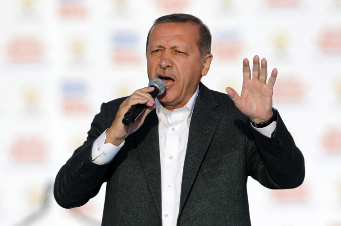 Turkey's Prime Minister Tayyip Erdogan addresses his supporters during an election in Istanbul March 23, 2014. (Reuters)