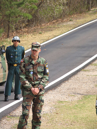 US and South Korean soldiers at the border with North Korea (Image by Andre Vltchek)