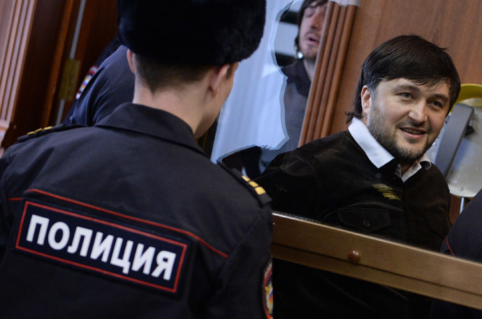 Rustam Makhmudov, a defendant in Novaya Gazeta columnist Anna Politkovskaya murder case, during a hearing in the Moscow City Court.(RIA Novosti / Alexey Filippov)