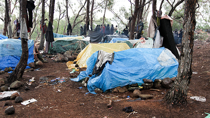 Migrantsâ tents on mount Gurugu. Photo by @TomasoClavarino