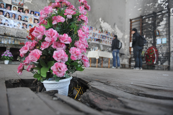 The gymnasium of destroyed School No.1 in Beslan - the memorial to the victims of the terrorist attack of September 1, 2004 (RIA Novosti / Aleksandr Utkin)