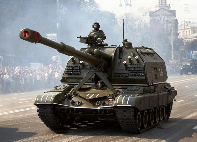 NATOâs Russian Invasion artillery, at a Kiev military parade 6 years ago - Ukrainian 2S19 Msta-S self-propelled howitzer during the Independence Day parade (Photo from Wikipedia.org)