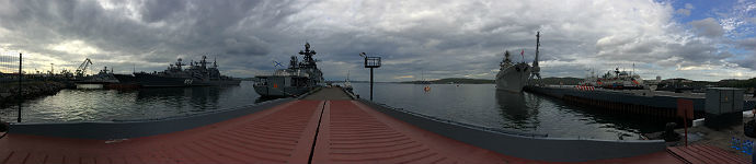 Panoramic shot of the military dock at Severomorsk