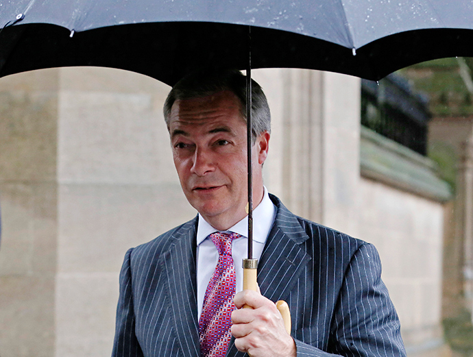 United Kingdom Independence Party (UKIP) leader Nigel Farage arrives at the Houses of Parliament in London October 13, 2014 (Reuters / Luke MacGregor)