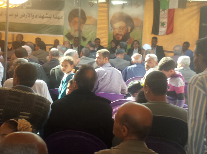 In Jeramana on Yom al-Ard (Land Day), Palestinians gather for a ceremony to honor volunteer teachers. The event is sponsored by the decade-old Palestinian-Iranian Friendship Association.