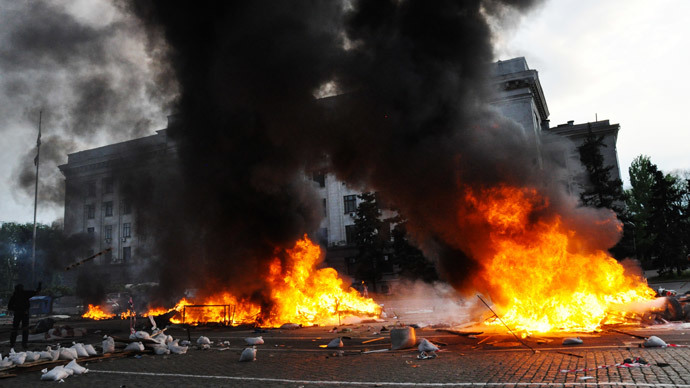 Mass riots at the Trade Union House in Odessa.(RIA Novosti / Maxim Voitenko)