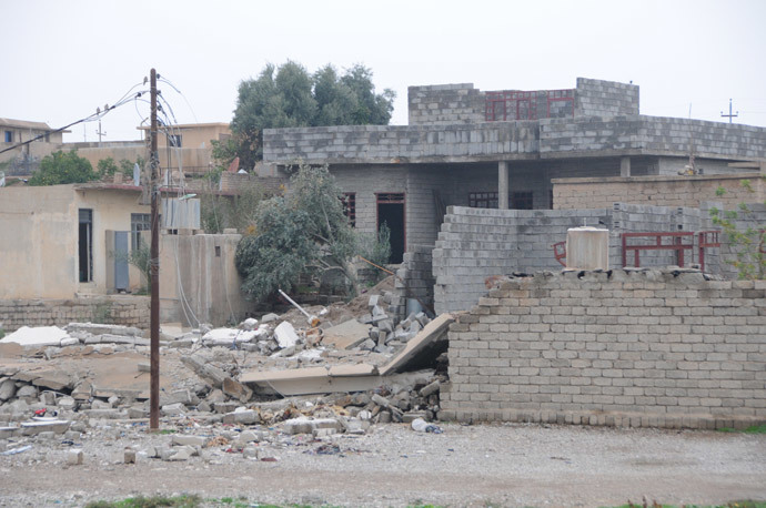 Near Mosul, a village held by the ISIS and destroyed by the US bombing (Photo by Andre Vltchek)