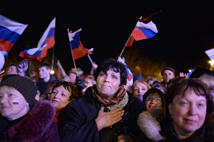 Sevastopol residents at a celebratory show held after the referendum on Crimea's status. (RIA Novosti/Valeriy Melnikov)