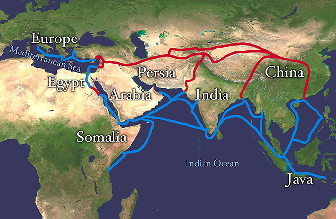 Main routes of the Silk Road (Image from wikipedia.org)