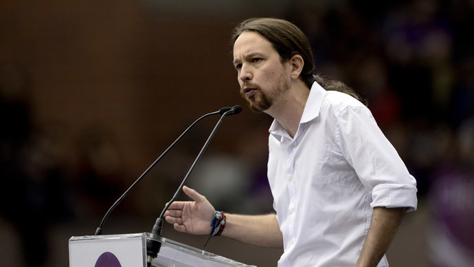 Leader of Podemos, a left-wing party that emerged out of the "Indignants" movement, Pablo Iglesias.(AFP Photo / Josep Lago)