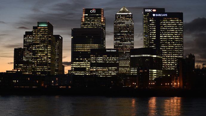 The Canary Wharf financial district is seen at dusk in east London (Reuters/Toby Melville)