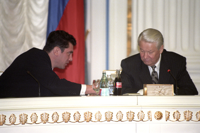 President Boris Yeltsin and deputy prime minister Boris Nemtsov, February 5, 1998 RIA Novosti / Vladimir Rodionov)