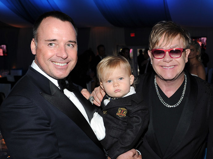 David Furnish, son Zachary and Sir Elton John (Larry Busacca / Getty Images for EJAF / AFP)