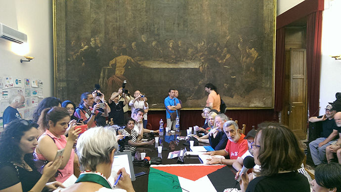 The announcement of the new flotilla at a press conference in Messina, Sicily (Photo by Nadezhda Kevorkova)