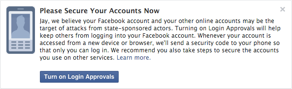 Votre compte piraté par un gouvernement ? Facebook vous préviendra
