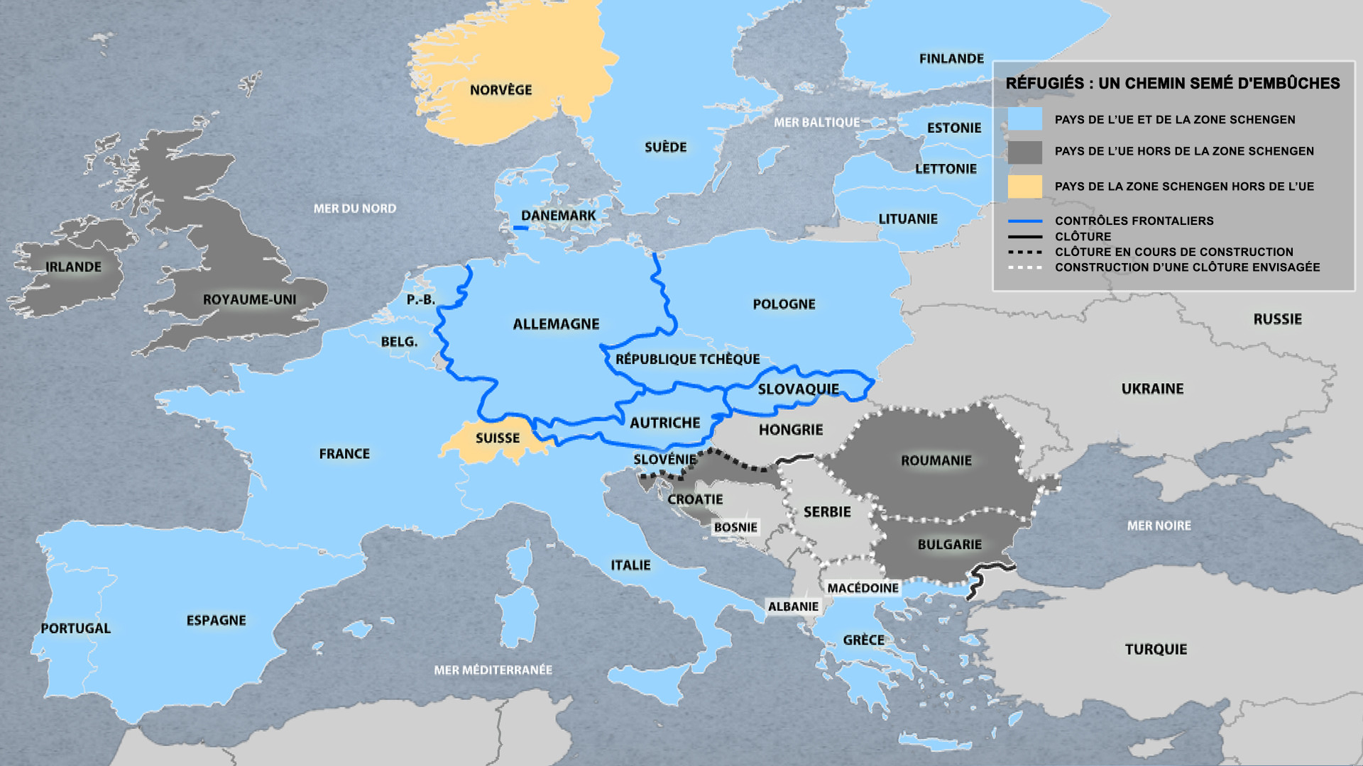 Crise migratoire : une carte montre comment l'Europe devient une forteresse anti-réfugiés