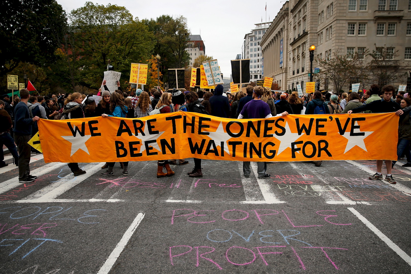 Des étudiants américains dans une manifestation «notre génération, notre choix» à Washington