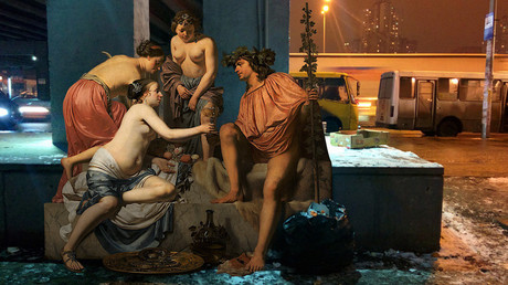 Des peintures de la Renaissance mixées avec des photos illustrant la vie contemporaine de Kiev