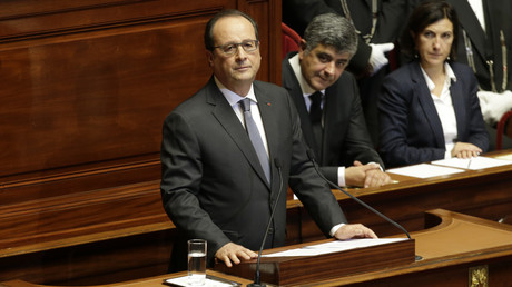 François Hollande pendant son discours au Palais de Versailles 