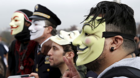 Des membres d'Anonymous à Philadelphie aux Etats-Unis