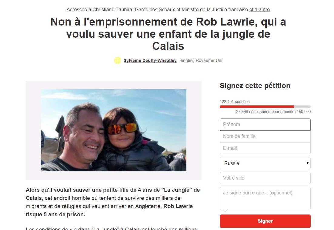 L'homme qui voulait sauver une fillette du camp de Calais condamné à 1000 euros d'amende avec sursis