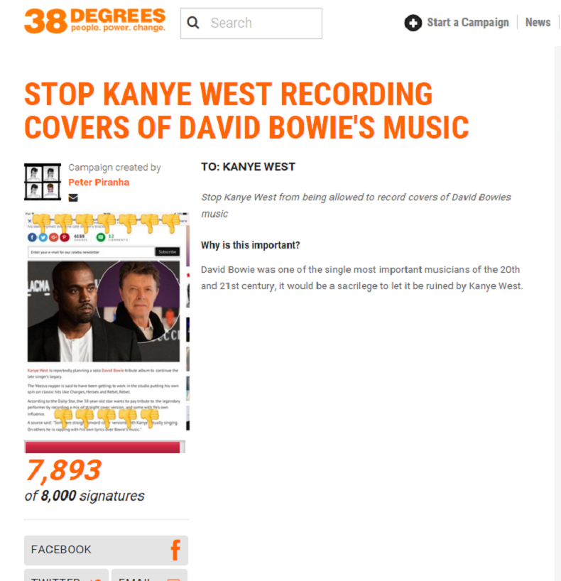 David Bowie : une pétition pour dissuader Kanye West de faire un album hommage