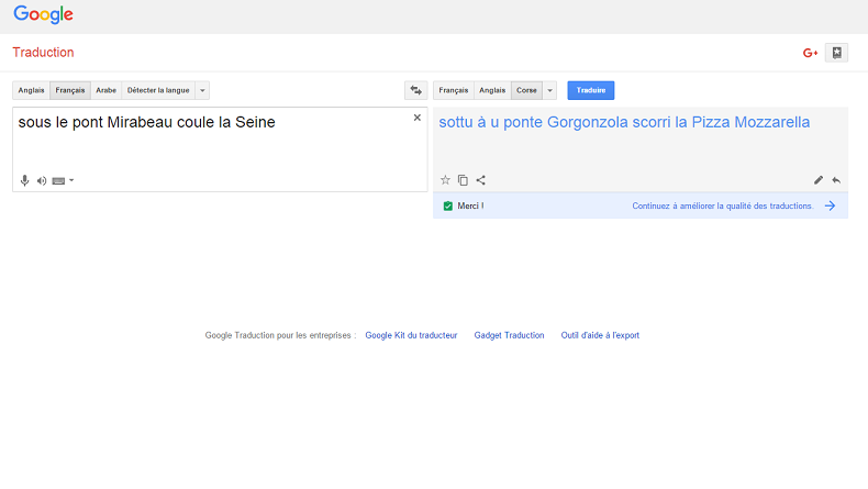 Le corse fait son entrée dans Google traduction ... avec tout de même quelques coquilles
