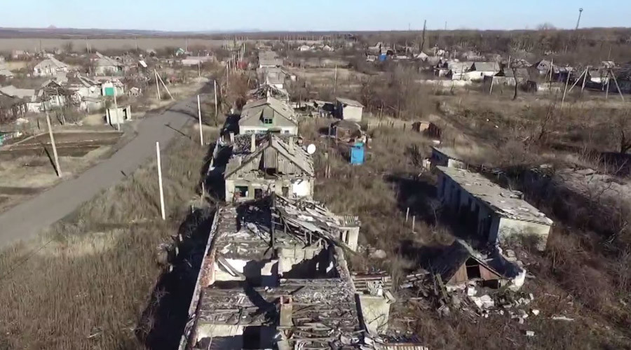 Un drone permet de visualiser l’ampleur des combats qui ont ensanglanté Debaltsevo dans le Donbass