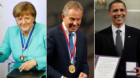 Angela Merkel, Tony Blair et Barack Obama