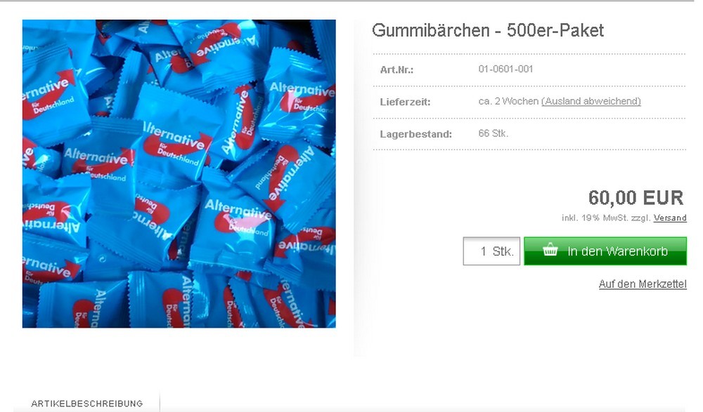 Le parti allemand d'extrême-droite AfD commence à vendre des nounours pour son financement