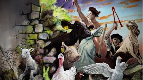 Happening vegan choc contre la consommation de viande à Paris