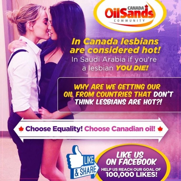 Des «lesbiennes sexy» dans une campagne publicitaire de pétrole canadien contre l'Arabie saoudite 
