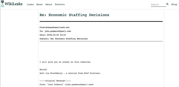 Wikileaks publie de nouveaux mails du directeur de campagne d'Hillary Clinton