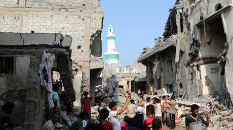 La ville d'Al Hudaydah au Yémen, le 22 septembre, après un raid de la coalition menée par l'Arabie saoudite.