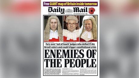 «Ennemis du peuple» : les tabloïds britanniques se déchaînent contre les juges anti-Brexit