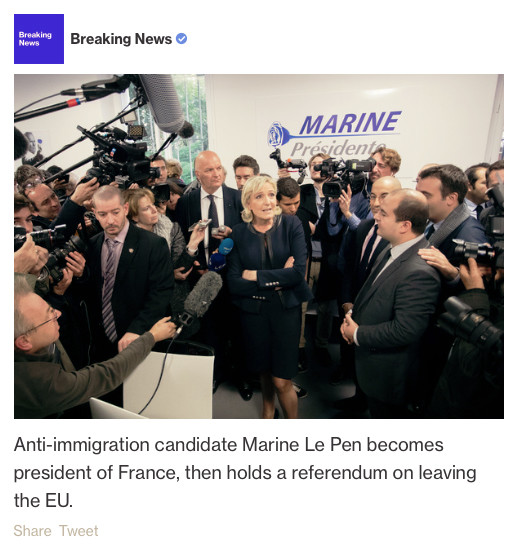Le Pen présidente, «Frexit», Merkel battue... les scénarios catastrophes de Bloomberg pour 2017