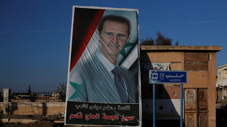 Le portrait du président syrien Bachar el-Assad dans la partie d'Alep côntrolée par le gouvernement