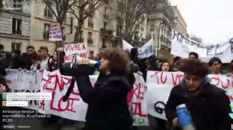 2016, une année de manifestations contre la loi travail vue par le Periscope de RT France (VIDEO)